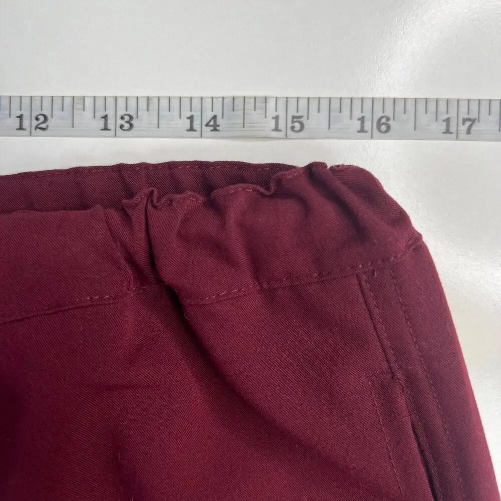 FIGS Pisco Basic Scrub Pants Burgundy Pull-on Elastic-Waist Straight Leg Size M